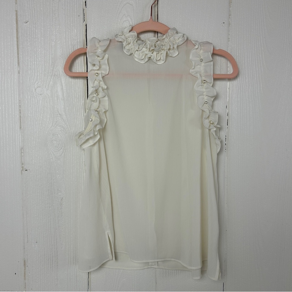 Zara Elegant White Ruffled Women's Top Size S